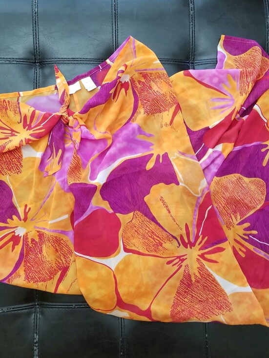 Victoria's Secret Other - ❗Vintage Victoria's Secret Tropical Floral Orange Fuchsia Swim Cover Up Pants S❗